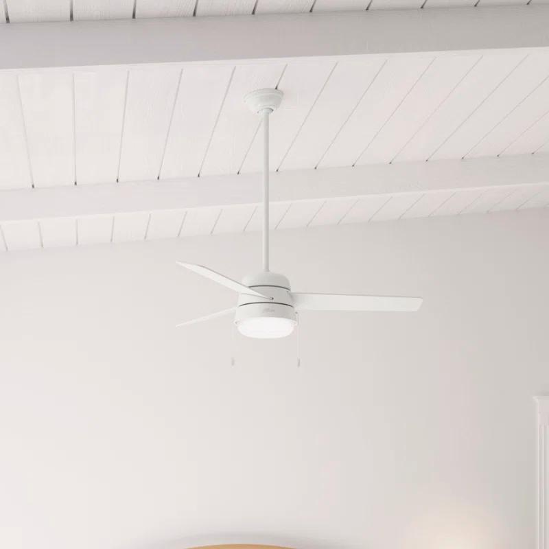 Hunter Fan 52" Aker 3 - Blade Indoor Standard Ceiling Fan with Pull Chain and Light Kit Included