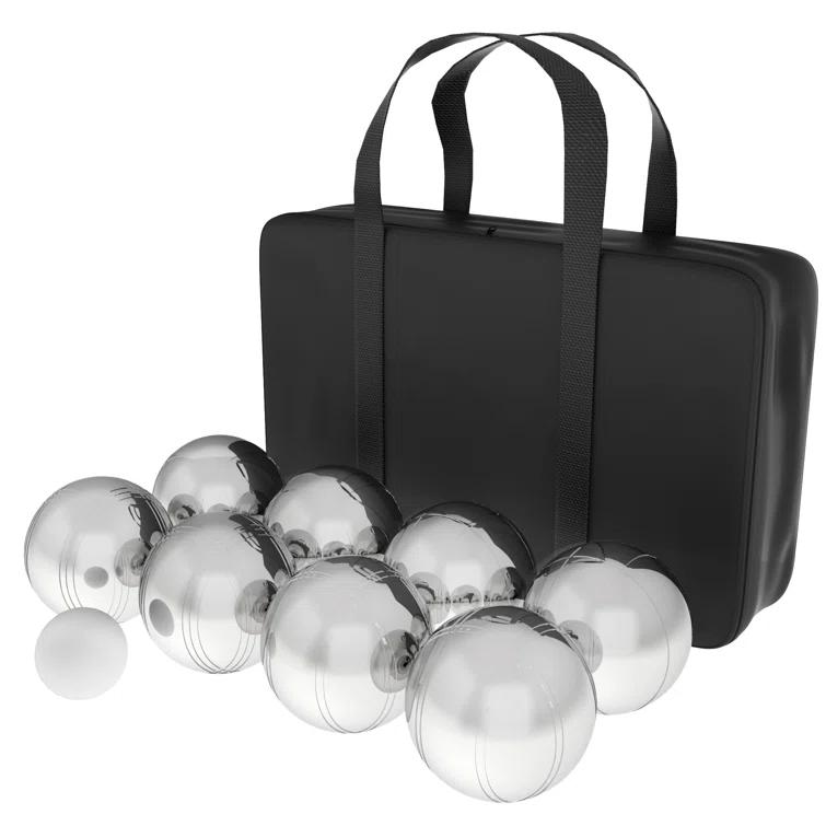 Hey! Play! Bocce Ball Set Lawn Game with 8 Steel Tossing Balls and Carrying Case