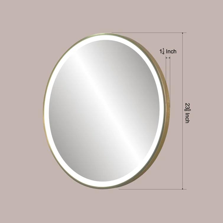 Deluxe Living Modern Round Illuminated Dimmable LED Anti Fog Makeup Bathroom Vanity Mirror