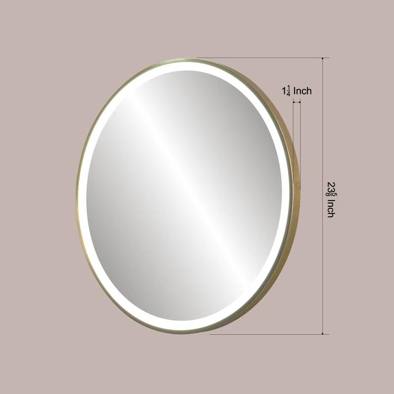 Deluxe Living Modern Round Illuminated Dimmable LED Anti Fog Makeup Bathroom Vanity Mirror
