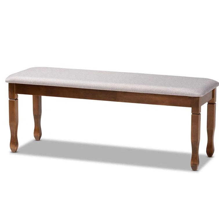 Charlton Home® Gethyn Grey Fabric Upholstered Bench With Walnut Brown Finished Wood, 18.9'' H X 47.8'' W X 16.1'' D