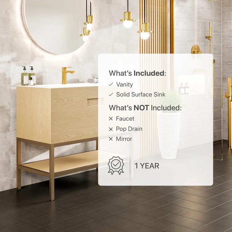 Eviva Lina 35'' Single Bathroom Vanity with Solid Surface Top