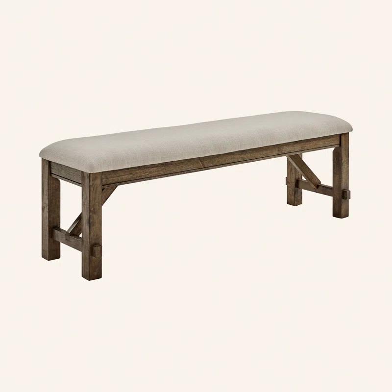 Gigi 60" Solid Wood and Upholstered Farmhouse Dining Bench