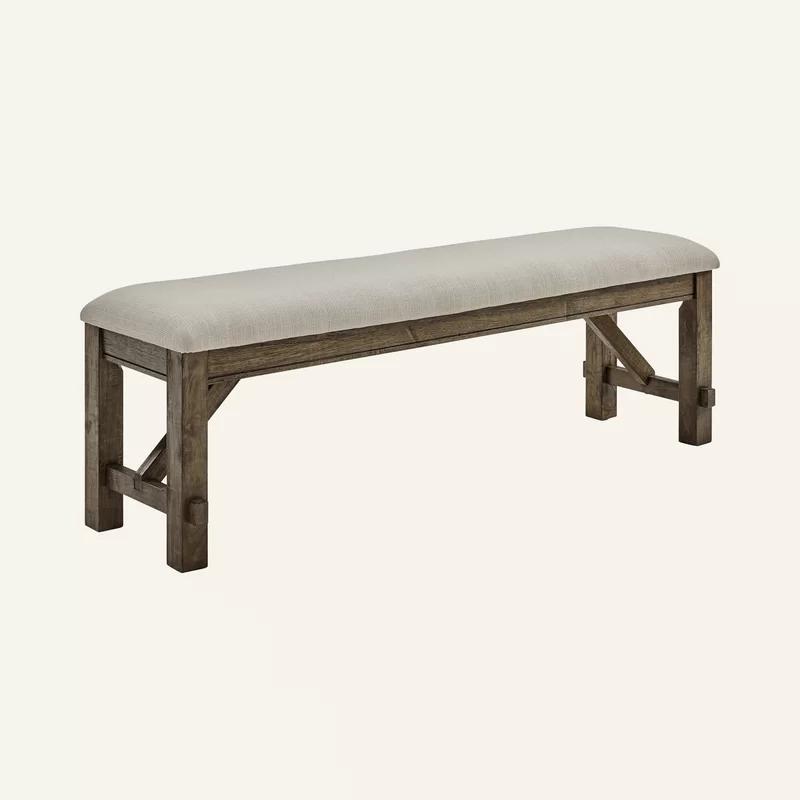 Gigi 60" Solid Wood and Upholstered Farmhouse Dining Bench