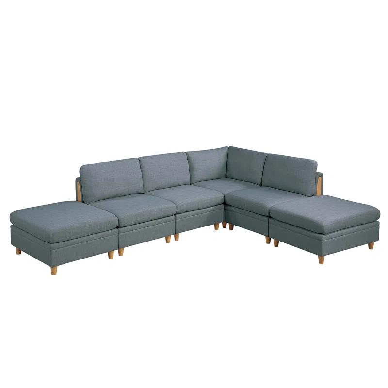 Beyong Living Room Furniture Corner Wedge Steel Color Dorris Fabric 1pc Cushion Wedge Sofa Wooden Legs