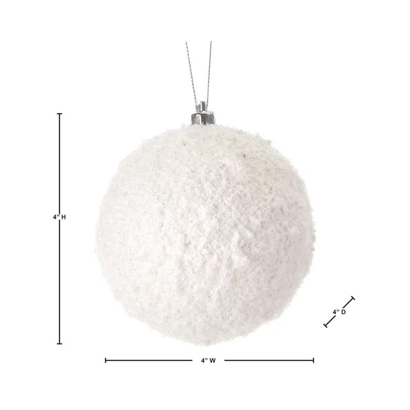 Regency International 4" Frosted Texture Snowball Ornament Set of 6 (Set of 6)