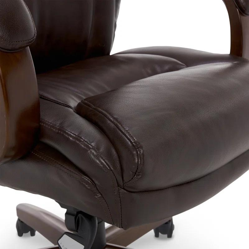 La-Z-Boy La-Z-Boy Edmonton Big & Tall Executive Office Chair, ComfortCore with Memory Foam Cushions, Real Wood Arms and Base, Waterfall Seat Edge, Bonded Leather
