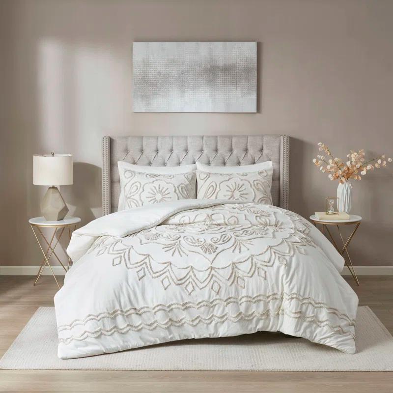 Madison Park Violette 3 Piece Tufted Cotton Chenille Duvet Cover Set