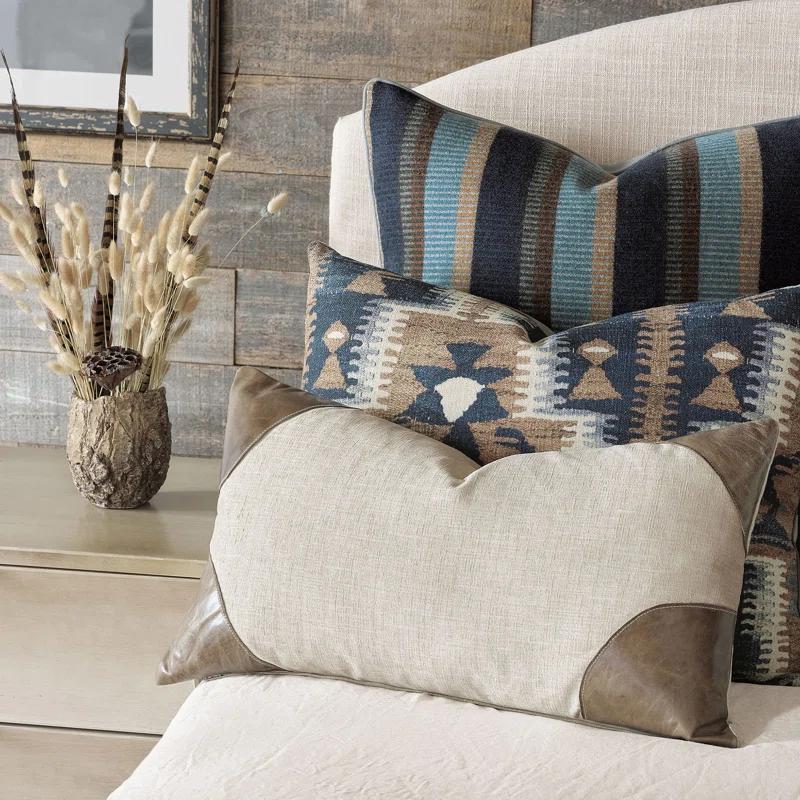 Higgins Leather Corners Pillow Cover & Insert