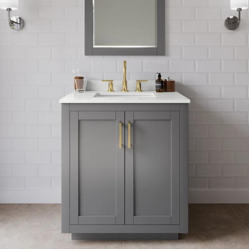 Wyndham Collection Miranda 30" Freestanding Single Bathroom Vanity with Quartz Top