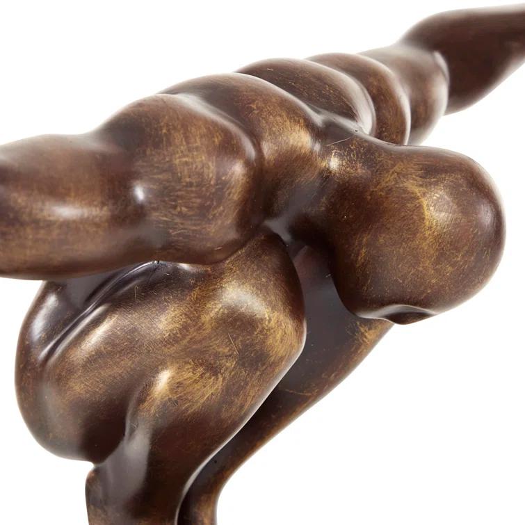 Red Barrel Studio® Cleophis Polystone Diver Decorative Bronze Sculpture with Black Base