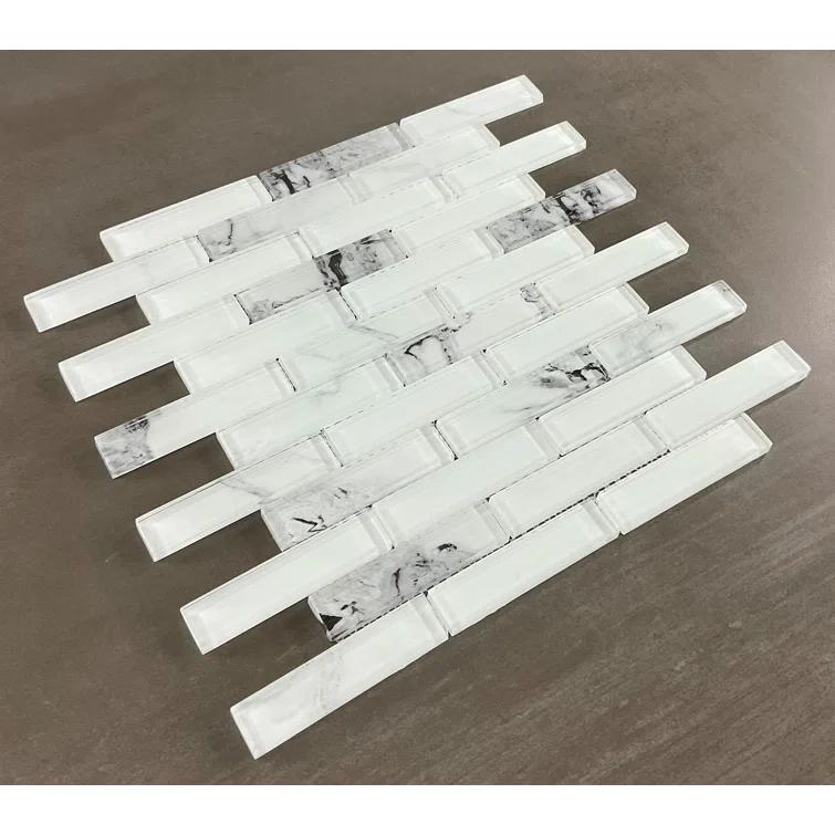 ES Stone Art Craft Brick Joint 1" x 4" Glass Mosaic Wall Tile (Set of 10)