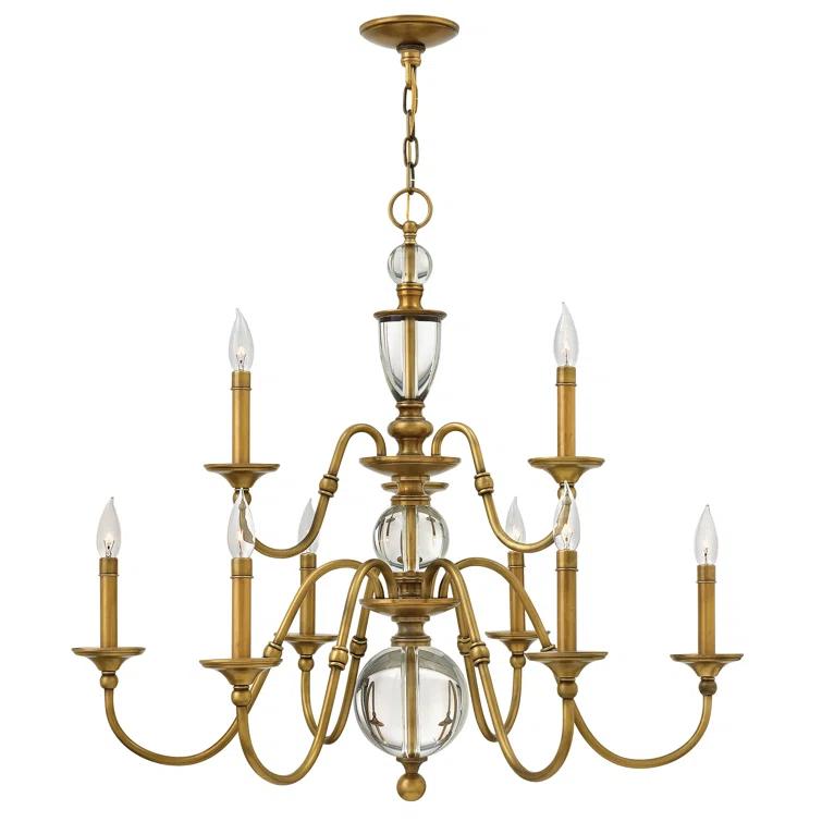 Hinkley Eleanor Nine-Light Candle Chandelier w/ Crystal Accents