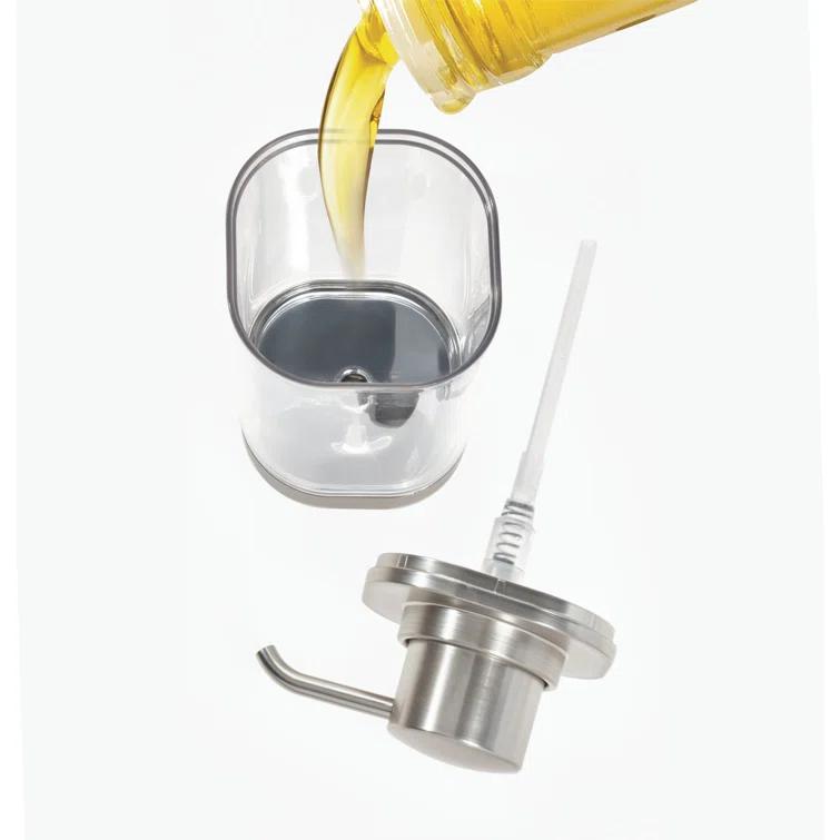 iDesign iDesign Hand Soap Dispenser - Refillable Liquid Soap Dispenser, Clear/Brushed Nickel