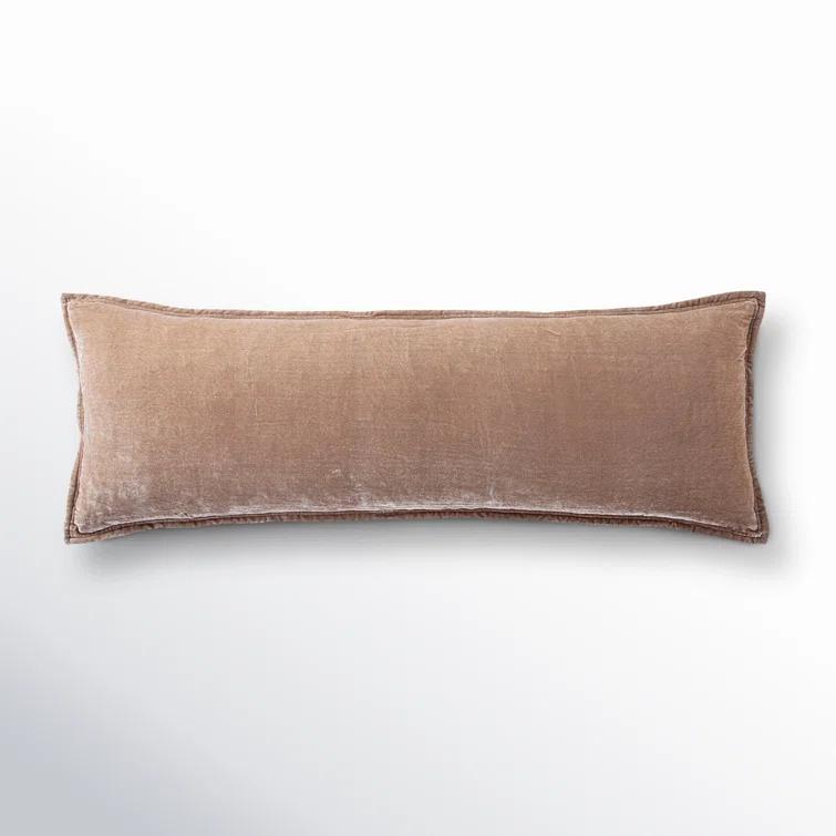 Stella Solid Faux Silk Velvet Romantic Western 14x42 inch Long Lumbar Pillow