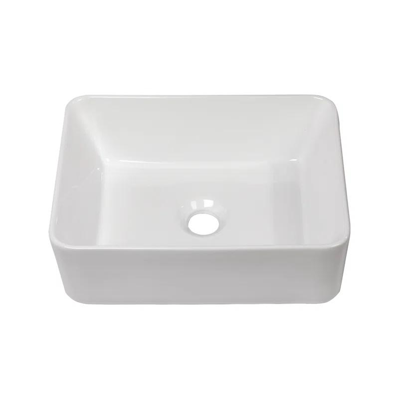 walterwork 16"x12" Ceramic Boat Shape Bathroom Sink