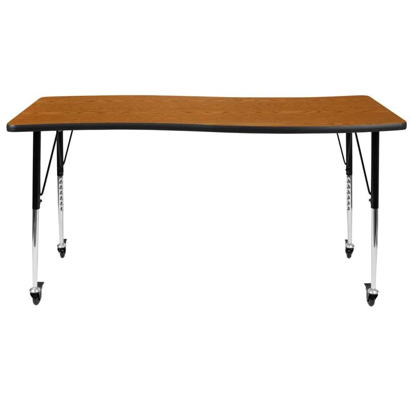 Flash Furniture Goddard 28"W x 47.5"L Rectangular Wave Collaborative Grey Adjustable Height Activity Table