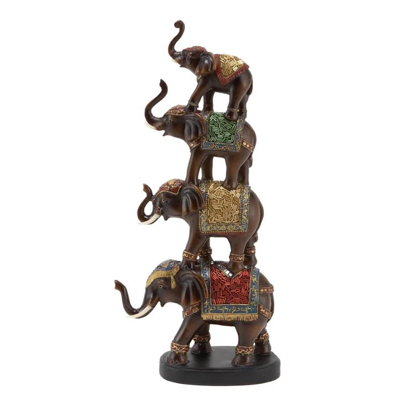 World Menagerie Pisarnik Polystone Elephant Decorative Brown Sculpture