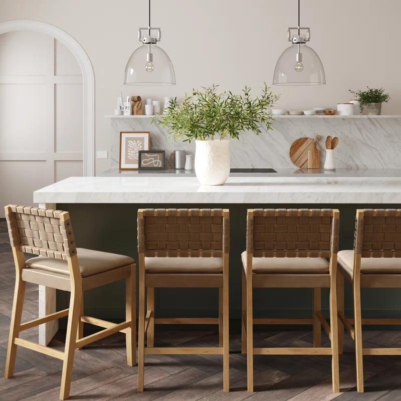 Arleatha Upholstered 24'' Counter Stool with Solid Wood Frame