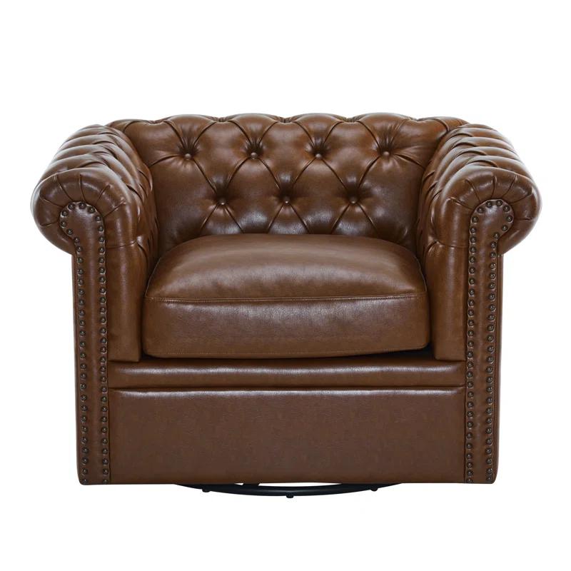 Christopher Knight Home Lawrence Chesterfield Upholstered Swivel Club Chair