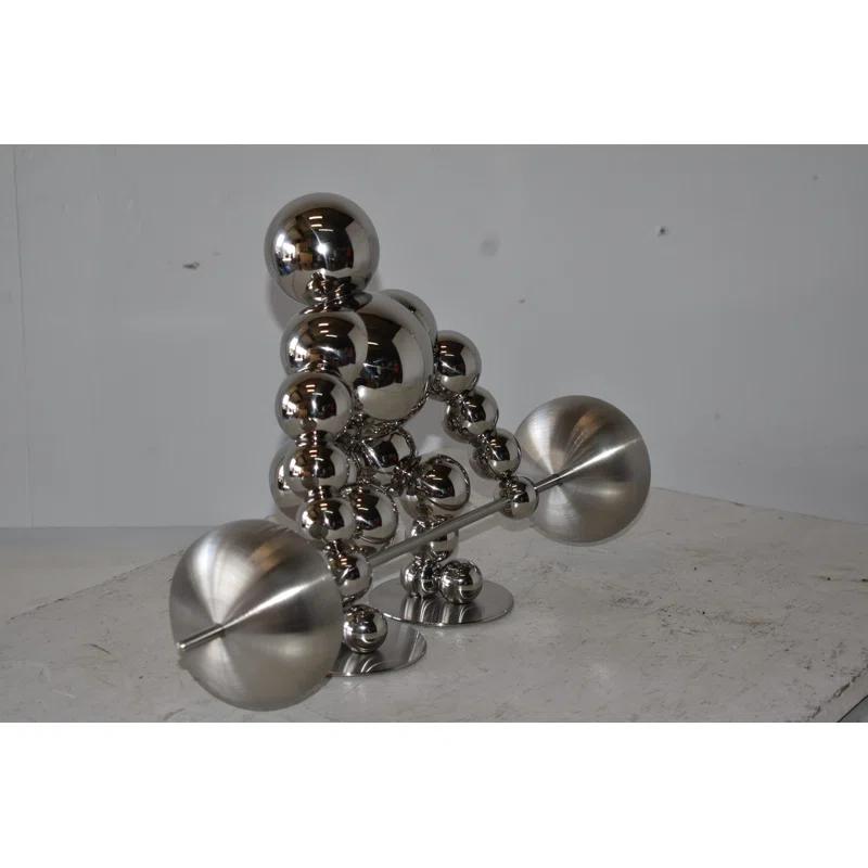 Alesja Modern Art Weightlifter First Pull Position Chrome Statue Size: 20" x 8" x 11"H