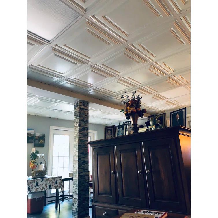 FromPlainToBeautifulInHours Economy Drop-In PVC Ceiling Tile (Set of 10)