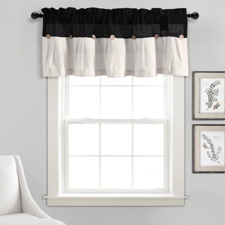 Lush Decor Linen Button Cotton Blend Tailored Window Valance