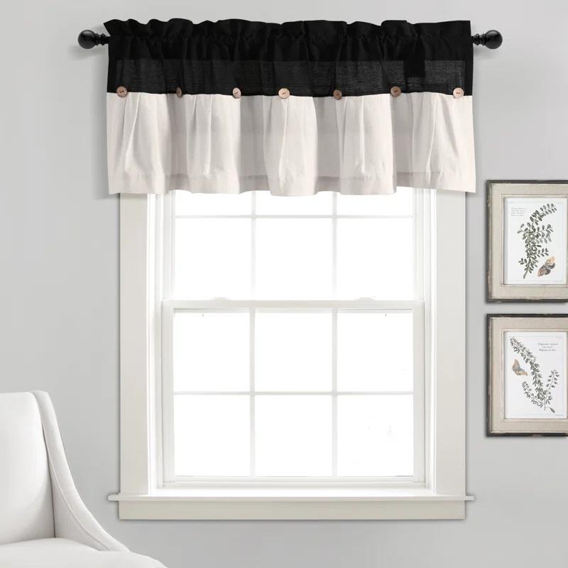 Lush Decor Linen Button Cotton Blend Tailored Window Valance