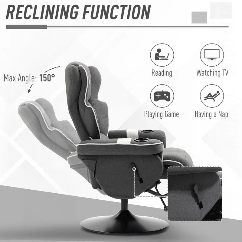HomCom Faux Leather Manual Swivel Ergonomic Recliner | Wayfair