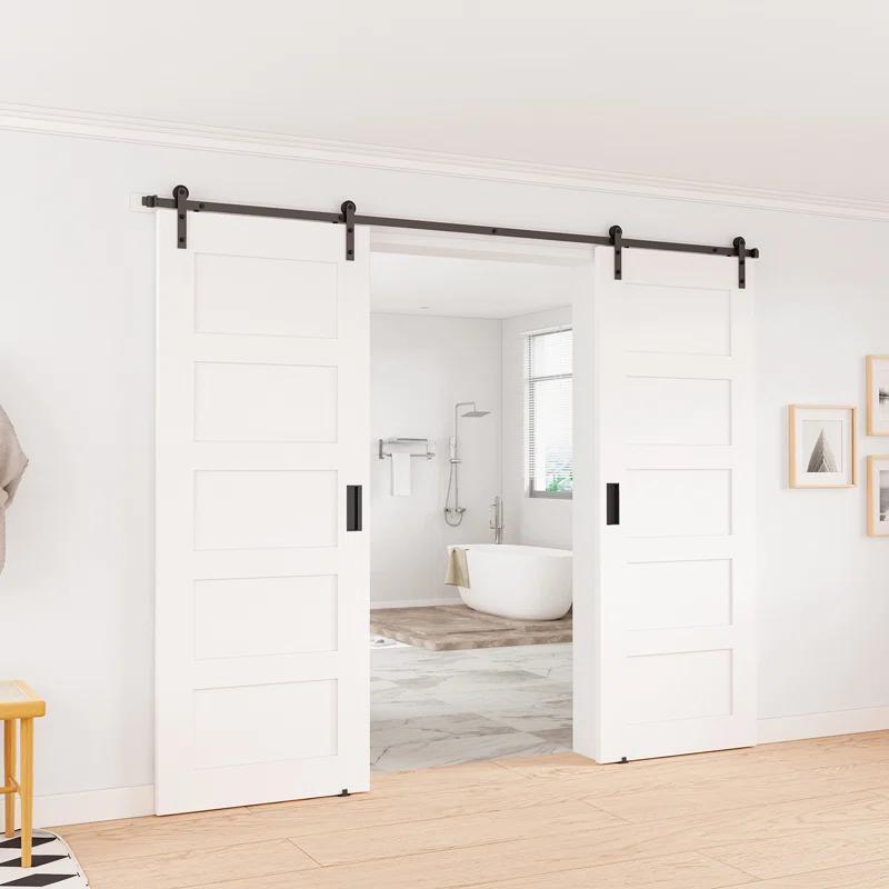 LAZ Black Steel Double Door Barn Door Hardware Kit Standard Double (NOT INCLUDE DOORS)