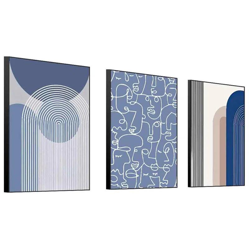 TELOVIN Framed Canvas Wall Art Set, Minimalism Abstract Boho Oil Painting Photo Modern Posters Prints Ready To Decor Hanging Living Room Bedroom Bathroom Office Home Wall Decor