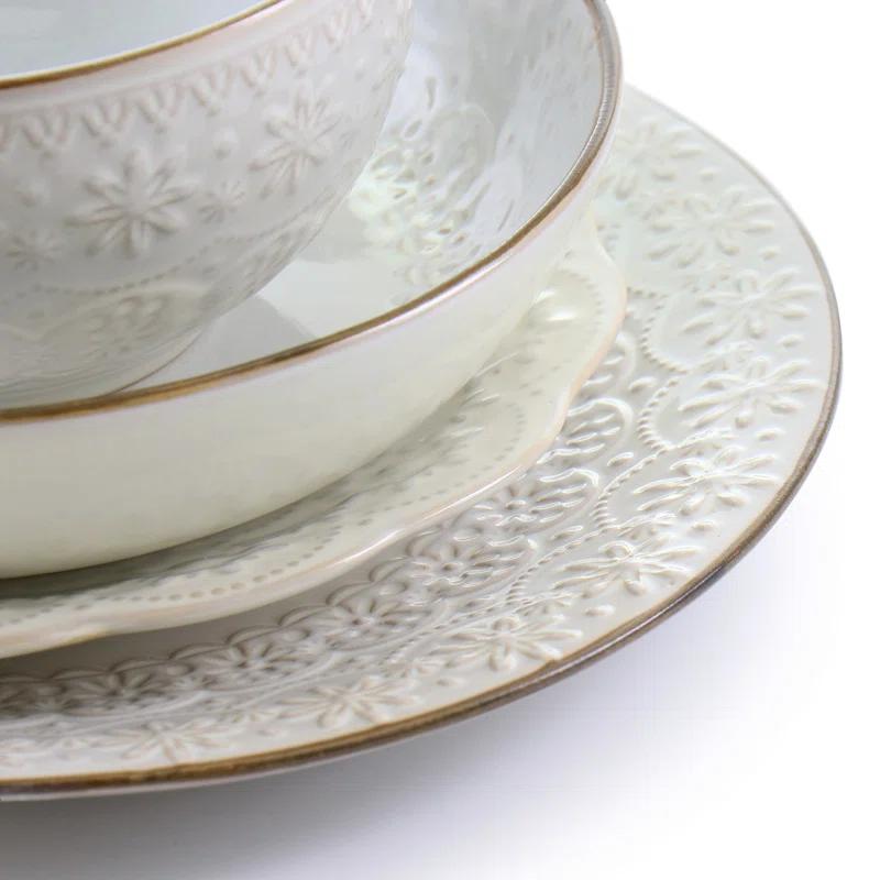 16 Piece Stoneware Dinnerware Set - Service for 4