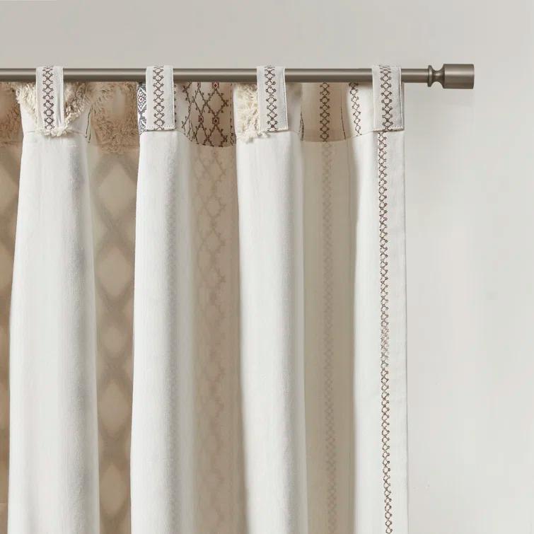 INK+IVY Imani Cotton Printed Boho Single Curtain Panel with Chenille Stripe and Lining & Reviews | Wayfair