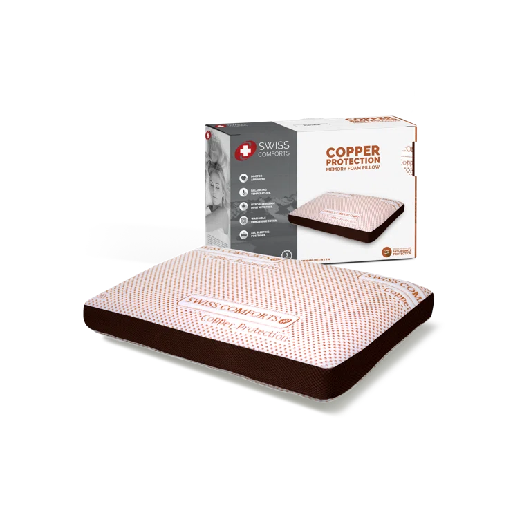 Swiss Comforts Copper Infused Memory Foam Standard  Bed Pillow