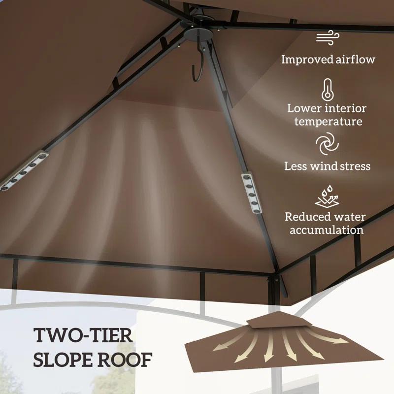 Outsunny Grill Gazebo Canopy Replacement Roof, UPF50+ Protected, 5' x 8' Outdoor BBQ Canopy Replacement Cover, Double Tiered Grill Canopy Replacement Cover, TOP COVER ONLY