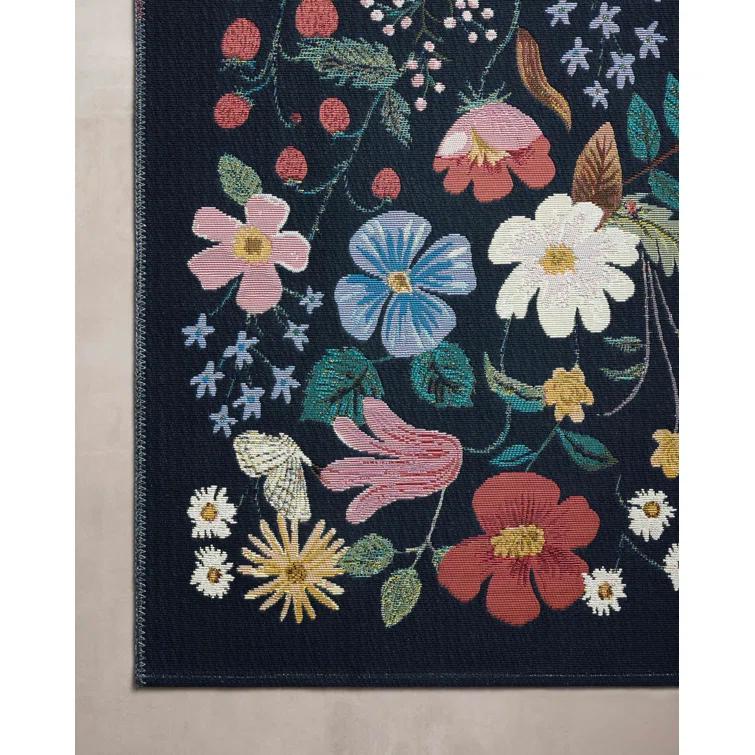 Rifle Paper Co. x Loloi Rifle Paper Co. x Loloi Perennial Black/Navy Indoor / Outdoor Area Rug