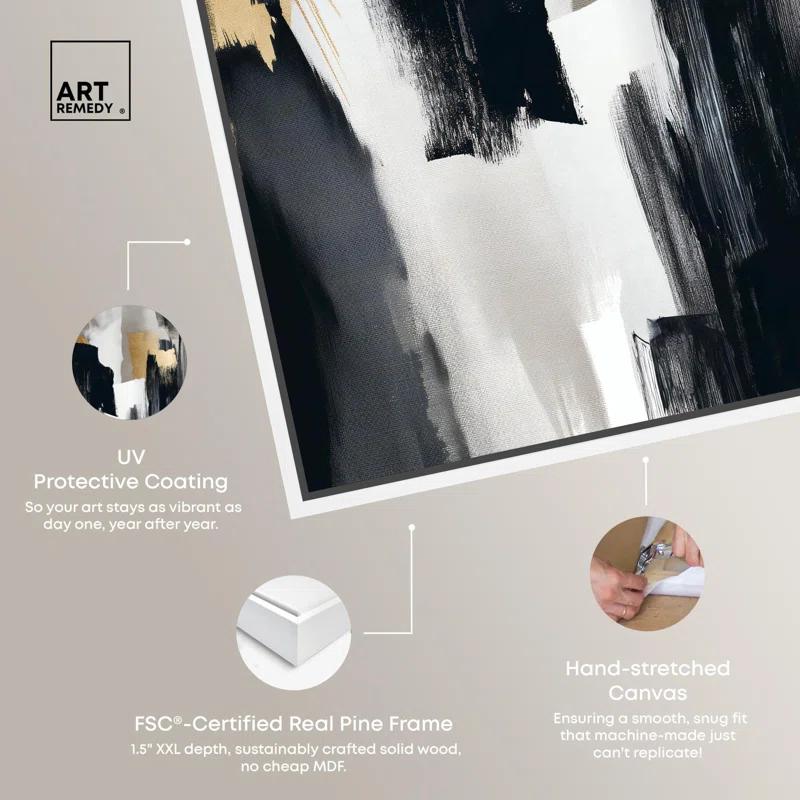 Art Remedy Lost Between Canvas Modern Black And White Abstract Art by Art Remedy