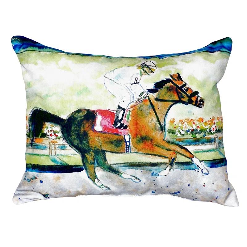 Betsy Drake Interiors Horse Winning Noncorded Pillow