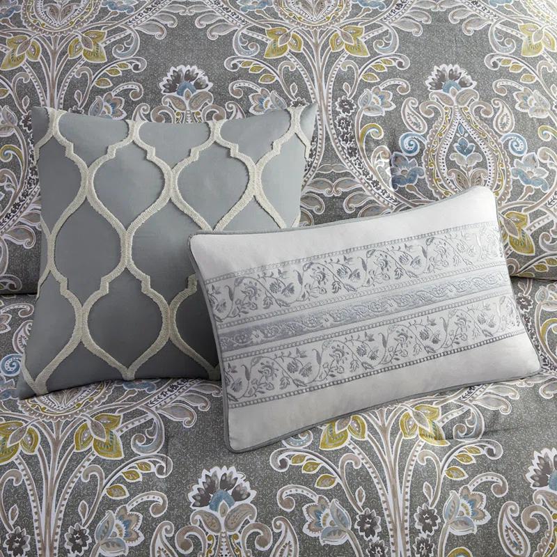 Harbor House Hallie Gray Traditional 6 Piece 100% Cotton Comforter Set