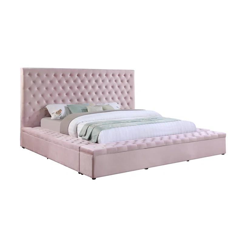 Best Master Furniture Upholstered Panel Storage Bed