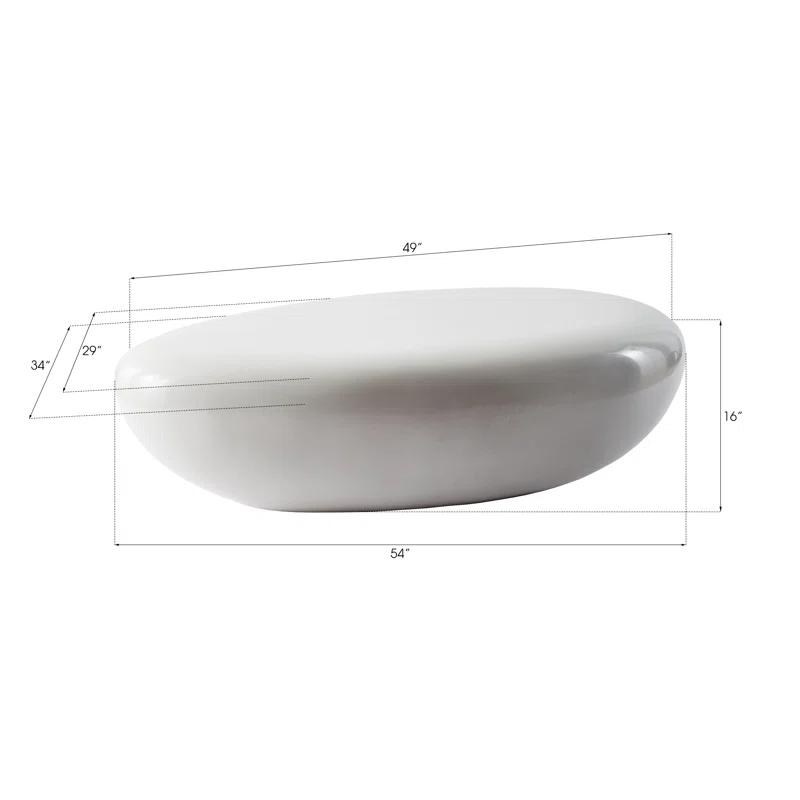 Phillips Collection Gel Coat White River Stone Solid Coffee Table