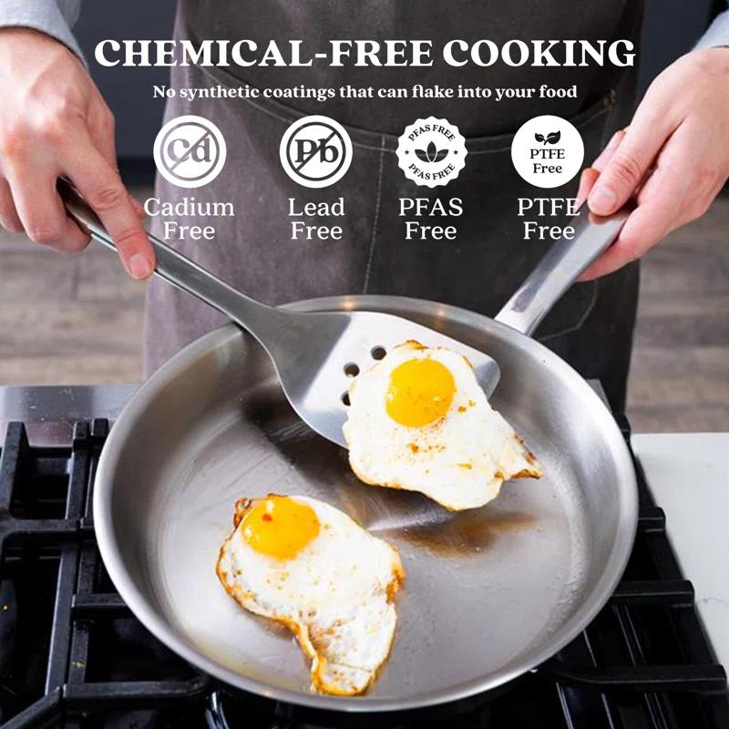 Alva Alva Maestro Premium 5-Ply Stainless Steel Frying Pan - Polished Stainless Steel