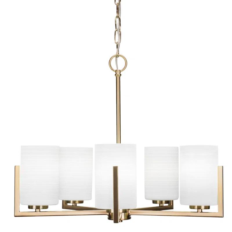 Latitude Run® Atlas 5 Light Uplight Chandelier Shown In Graphite Finish With 4” Clear Bubble Glass