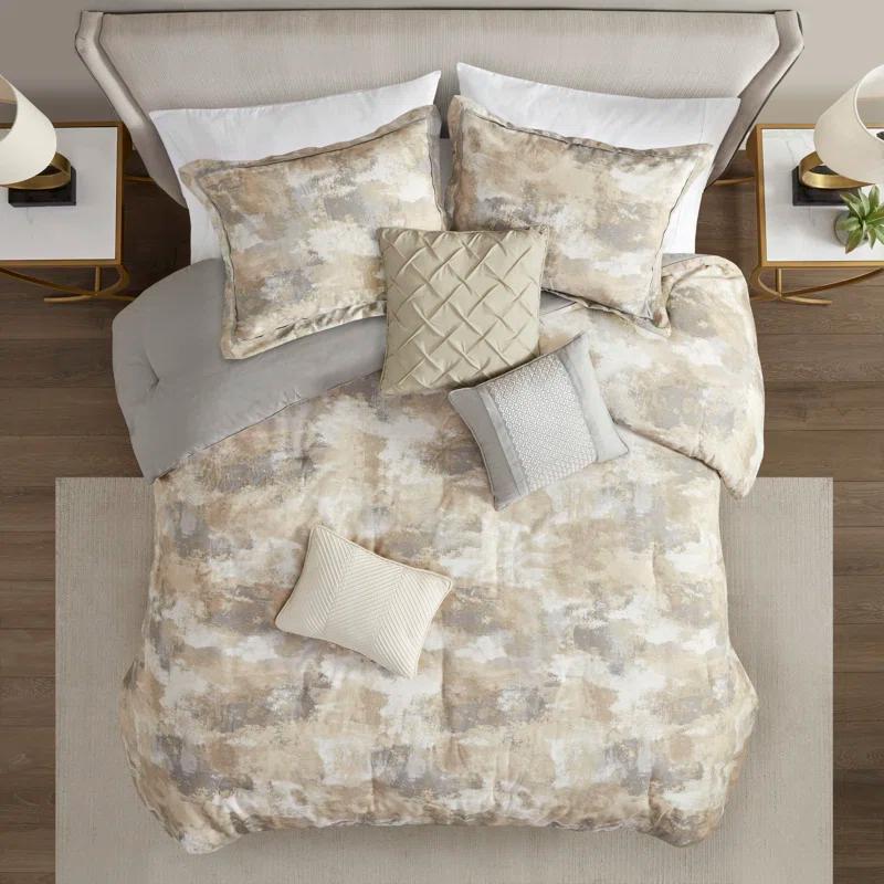 Madison Park Beacon 7 Piece Textured Cotton Blend Comforter Set (Set of 7)