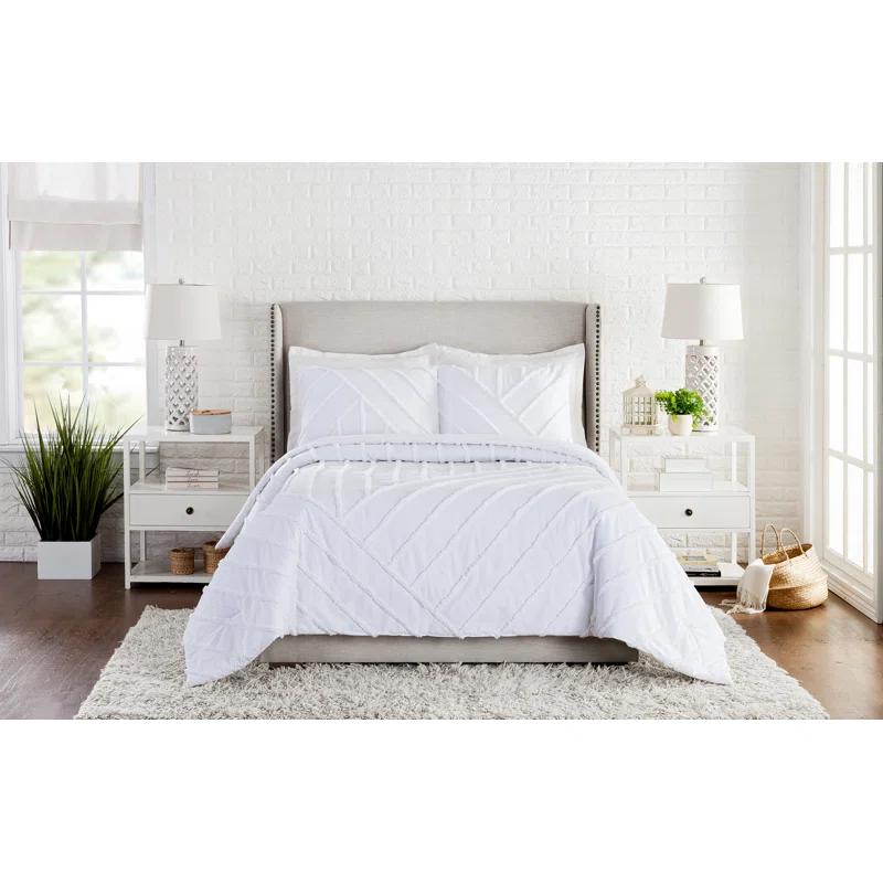 Laurel and Mayfair Cotton Ring Stitch Chevron / Zig Zag Comforter Set