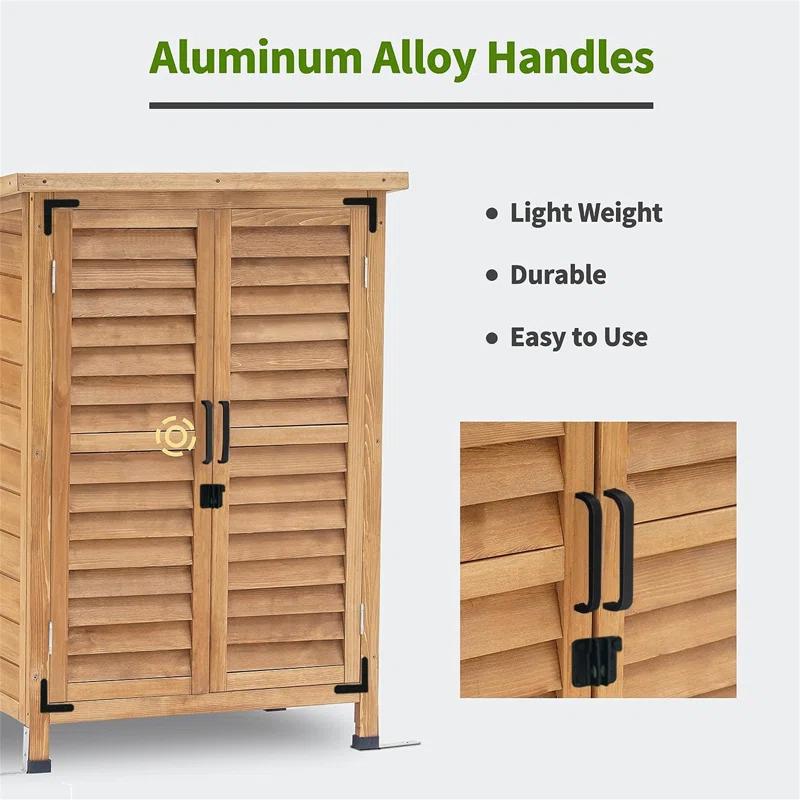 24.6 in. W x 18 in. D Outdoor Wood Storage Cabinet，Garden Wooden Tool Shed with Double Doors