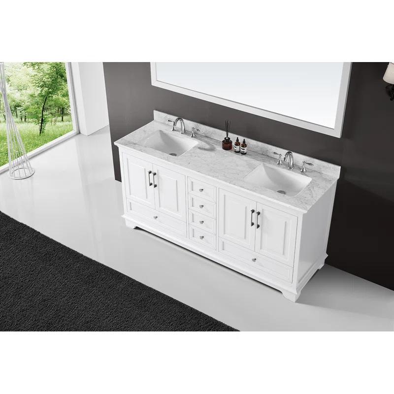 72'' Double Bathroom Vanity with Carrara Marble Top