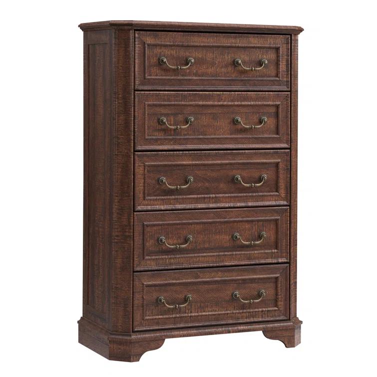 Laurel Foundry Modern Farmhouse® Theron Farmhouse 5 Drawer Bedroom Dresser, Wood Tall Chest of Drawers, Closet Storage for Bedroom