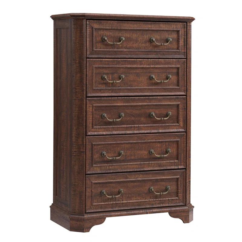 Laurel Foundry Modern Farmhouse® Theron Farmhouse 5 Drawer Bedroom Dresser, Wood Tall Chest of Drawers, Closet Storage for Bedroom