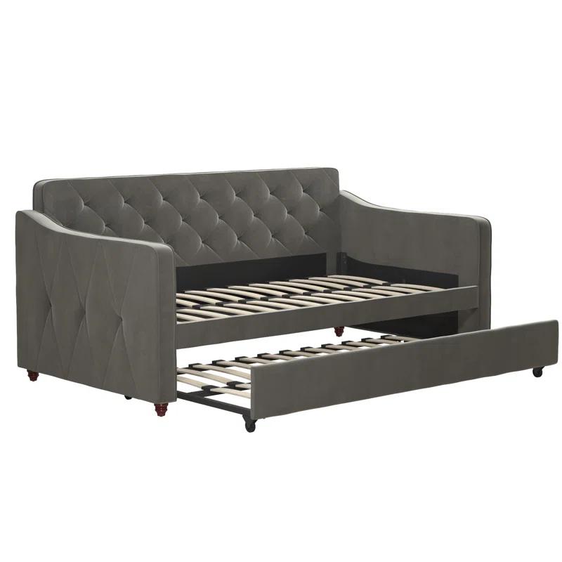 Vintage Upholstered Daybed with Trundle